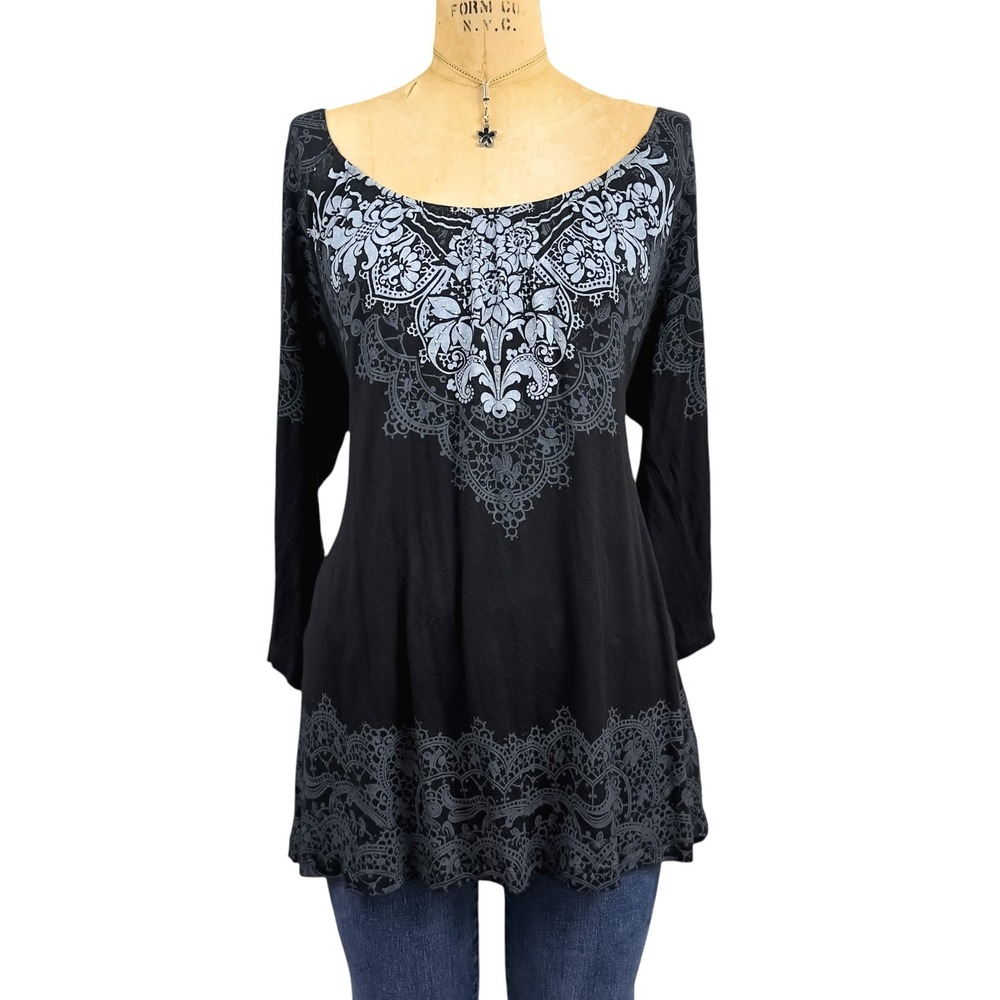 Y2K Damask Print Top Long Sleeve Tee Vanilla Sugar Mall Goth Fairygrunge Punk‎ L